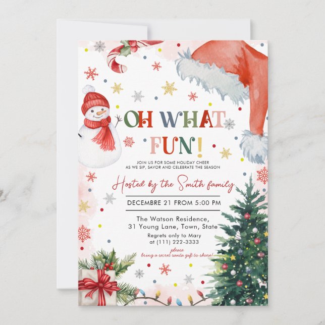 Invitación Qué divertida fiesta de Navidad (Anverso)