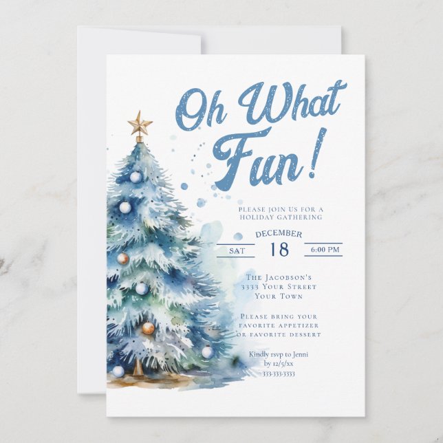 Invitación ¡Qué divertida fiesta de Navidad con acuarela (Anverso)