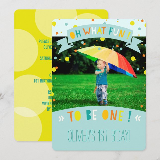 Invitación Qué divertido Cumpleaños con Confeti Colorido para (Anverso / Reverso)