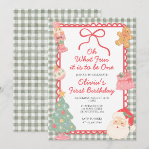 Invitación Qué divertido es cumplir un año en Navidad cumplea
