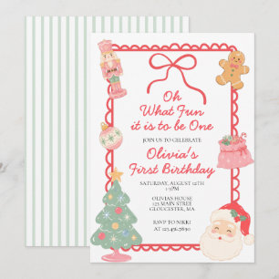 Invitación Qué divertido es cumplir un año en Navidad cumplea