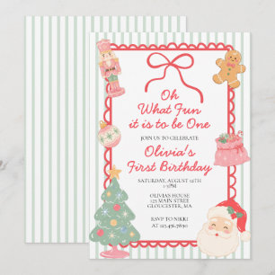Invitación Qué divertido es cumplir un año en Navidad cumplea