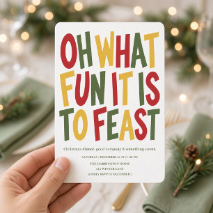 Invitación Qué divertido es darse un festín Navideño Colorido