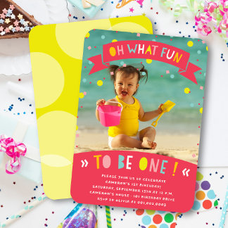 Invitación Qué divertido Fiesta de cumpleaños número 1 de Con