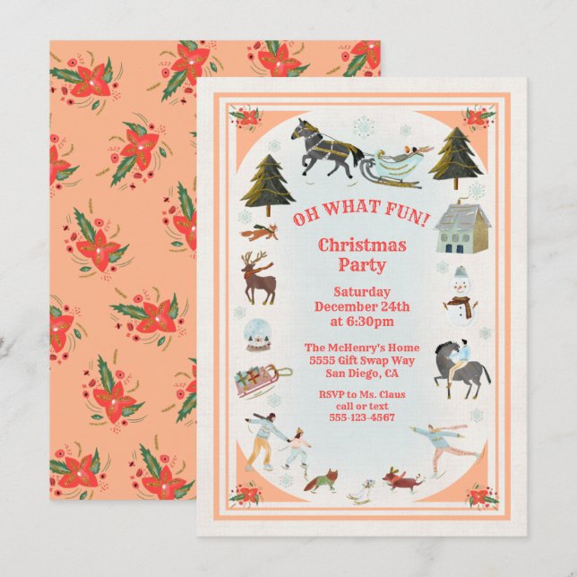 Invitación Qué divertido Fiesta de Navidades de la escena de  (Anverso / Reverso)