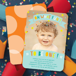 Invitación Qué divertido Niño de fotos con confeti Fiesta de