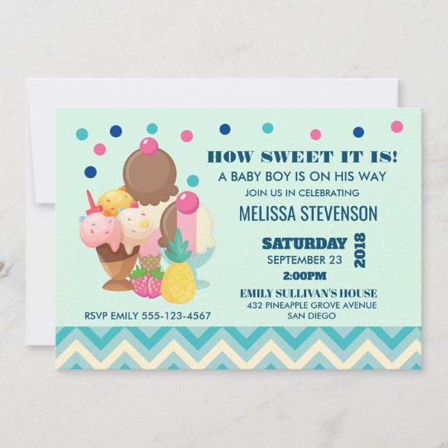 Invitación Qué dulce es el Baby Shower helado (Anverso)