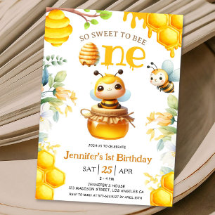 Invitación ¡Qué Dulce Ser Uno! 1.ª Chica de cumpleaños Cute B