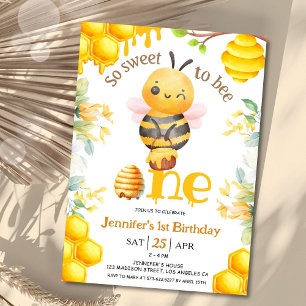 Invitación ¡Qué Dulce Ser Uno! 1.ᵉʳ Chica de cumpleaños moder