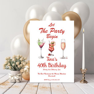 Invitación Que el Fiesta comience el cumpleaños 40 de los adu