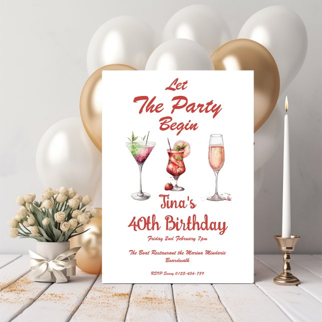 Invitación Que el Fiesta comience el cumpleaños 40 de los adu (Subido por el creador)