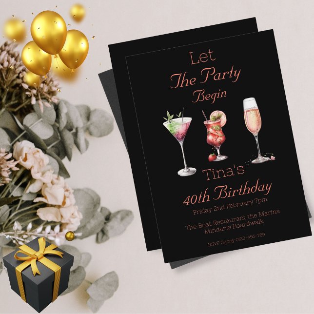 Invitación Que el Fiesta empiece a los adultos negros 40 años (Subido por el creador)