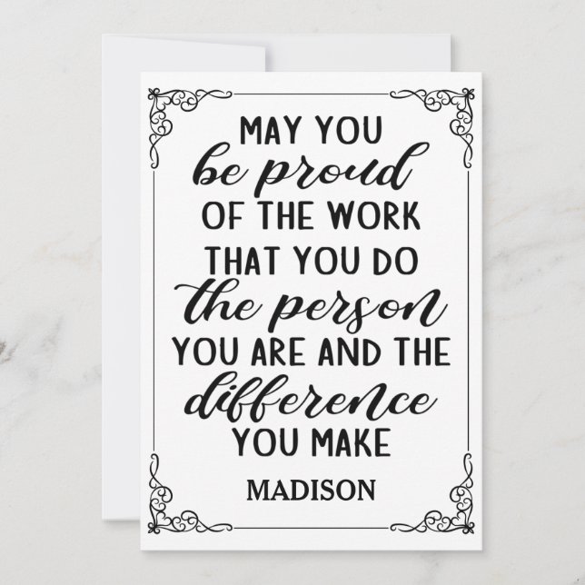 Invitación que estés orgulloso del trabajo que haces... (Anverso)