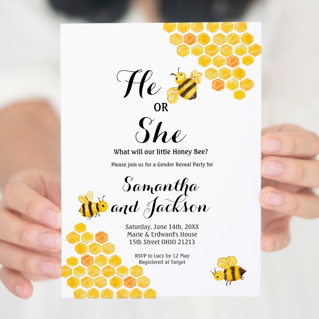Invitación ¿Qué hará la abeja bebé Género revelar ducha? (Subido por el creador)