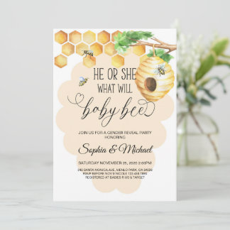 Invitación ¿Qué hará la abeja bebé Género revelar ducha?