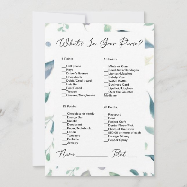 Invitación ¿Qué hay en tu bolso? (Anverso)