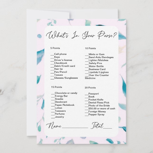 Invitación ¿Qué hay en tu bolso? (Anverso)