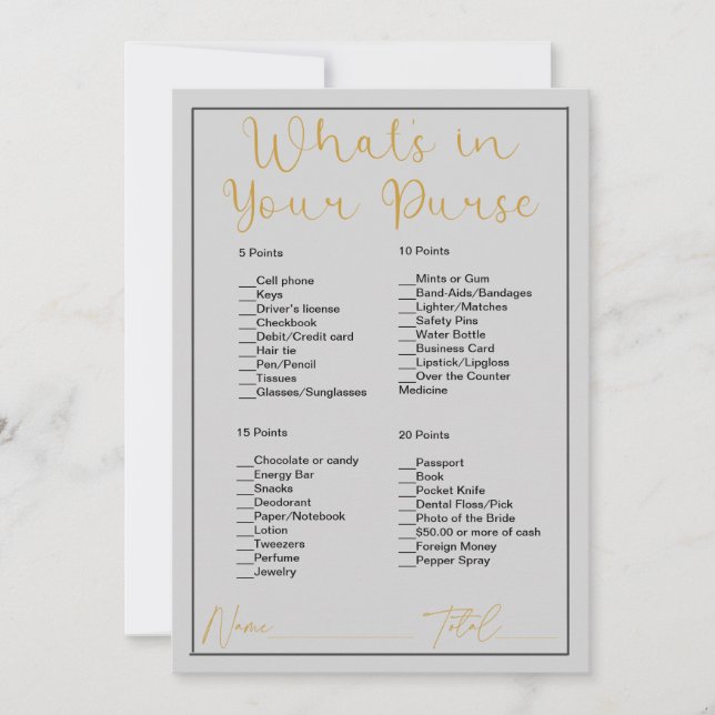 Invitación ¿Qué hay en tu bolso? (Anverso)