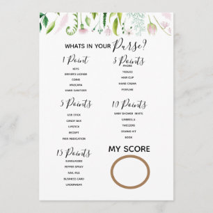 Invitación qué hay en tu bolso juego de ducha bebé mamá para 