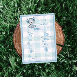 Invitación ¿Qué Hay En Tu Bolso Juego De Shower De Osito Gris