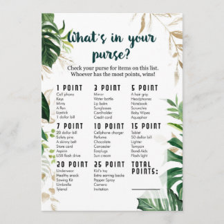 Invitación Qué hay en tu bolso Safari Baby Shower Game