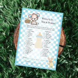 Invitación ¿Qué hay en tu bolso? Teddy Bear Picnic Game Card
