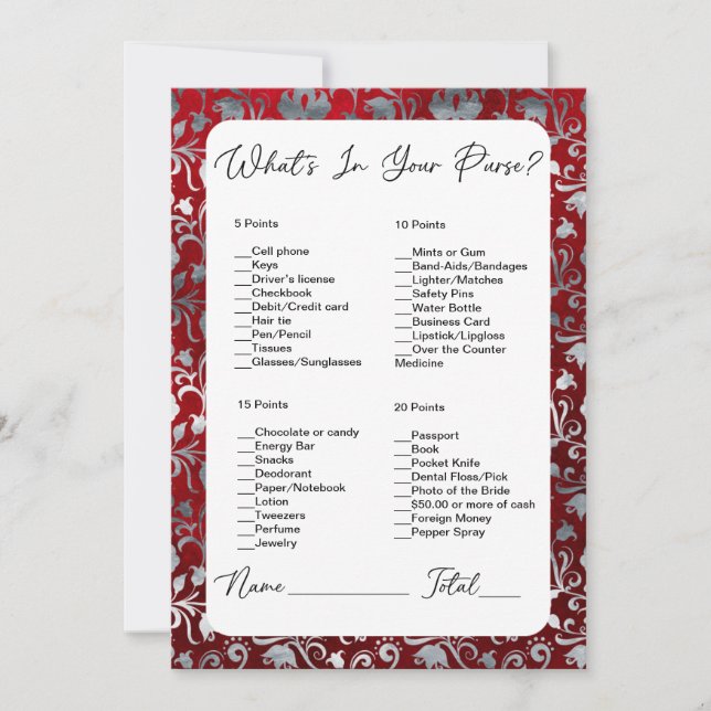 Invitación ¿Qué hay en tu cartera? (Anverso)