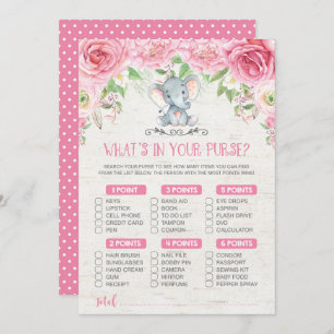Invitación ¿Qué hay en tu juego de Baby Shower con Elephant?