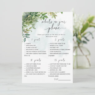 Invitación Qué hay en tu juego de Baby Shower para teléfonos