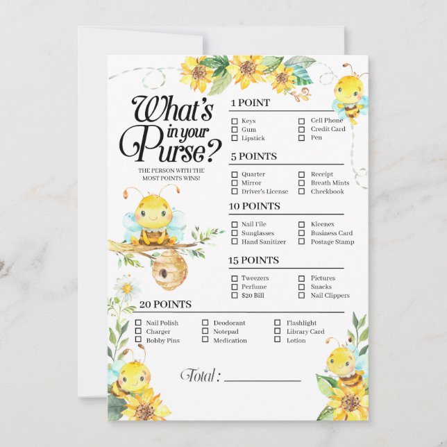 Invitación ¿Qué hay en tu juego de bolsos? (Anverso)