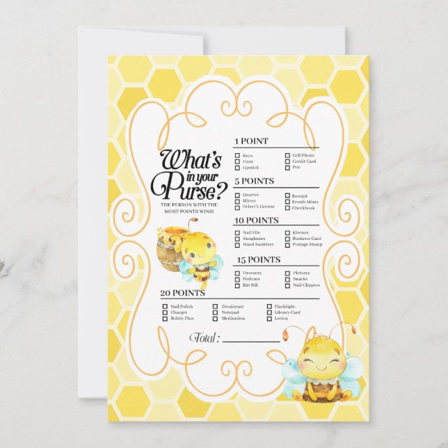 Invitación ¿Qué hay en tu juego de bolsos? (Anverso)