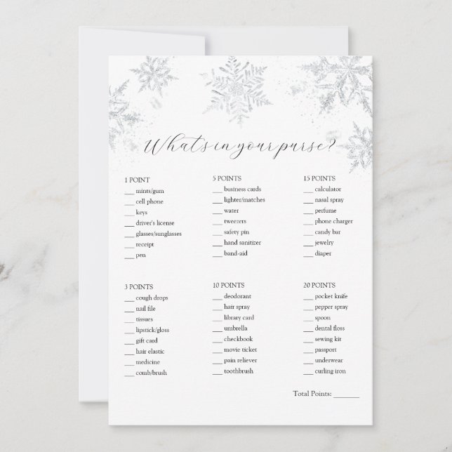 Invitación ¿Qué hay en tu juego de ducha de bolsillo? (Anverso)