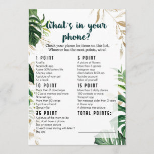 Invitación Qué hay en tu teléfono Safari Baby Shower Game