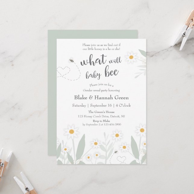 Invitación ¿Qué invitará a revelar el género de la bebe? (Anverso/Reverso In Situ)