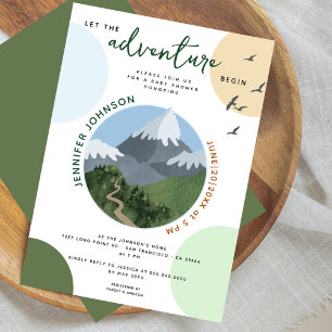 Invitación Que la aventura comience Baby Shower de montaña