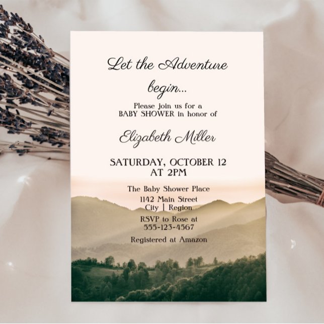 Invitación Que la aventura comience Baby Shower neutral de gé (Subido por el creador)