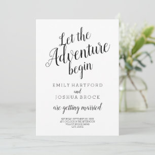 Invitación Que la aventura comience boda minimalista moderno