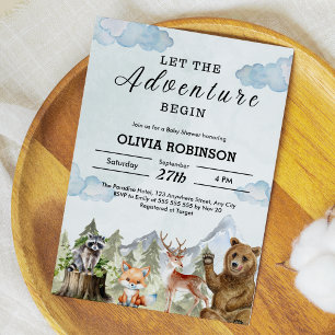 Invitación Que la aventura comience el Baby Shower de Mountai