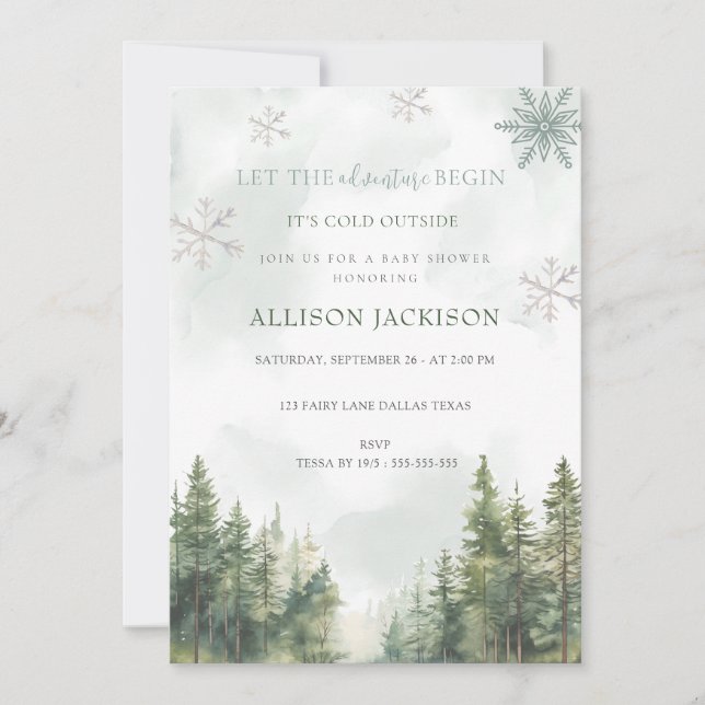 Invitación Que la aventura comience el bosque Boy Baby Shower (Anverso)