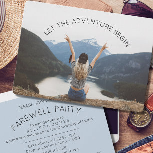 Invitación Que la aventura comience foto Fiesta de despedida