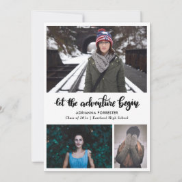 Invitación Que la aventura comience manuscrita | Graduado