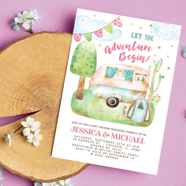 Invitación Que la aventura empiece a acampar Baby Shower (Subido por el creador)