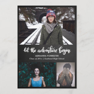 Invitación Que la aventura empiece a dar chalkboard   Graduad