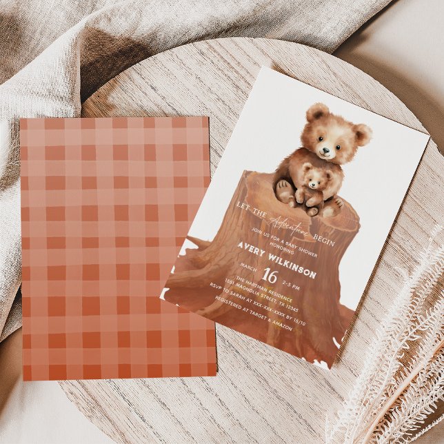 Invitación Que la aventura empiece Baby Bear Boy Baby Shower (Subido por el creador)
