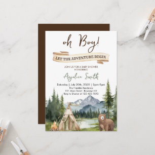 Invitación Que la aventura empiece Boy Adventure Baby Shower