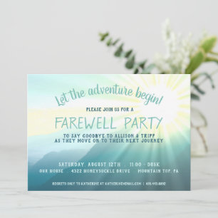 Invitación Que la aventura empiece el atardecer Adiós Fiesta 