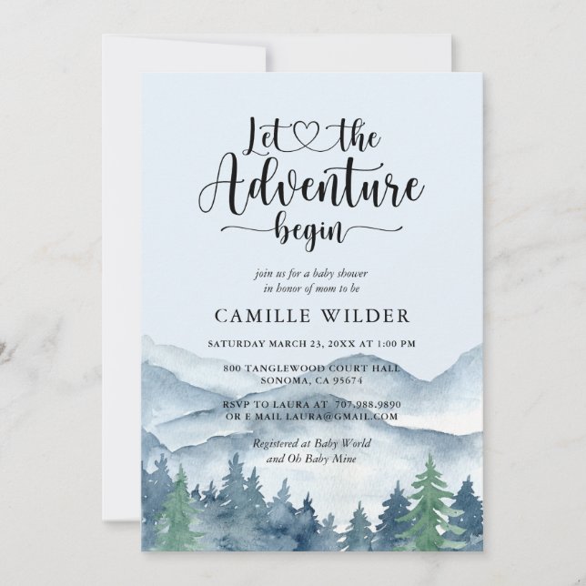 Invitación Que la aventura empiece Forest Boy Baby Shower (Anverso)
