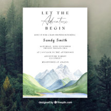 Que la aventura empiece Mountain Boy Baby Shower