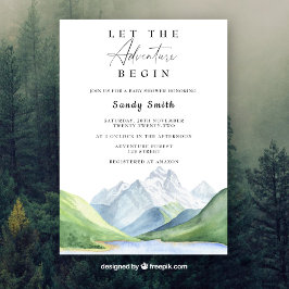 Invitación Que la aventura empiece Mountain Boy Baby Shower