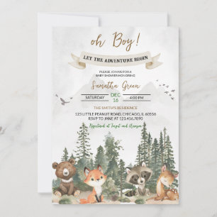 Invitación Que la aventura empiece Woodland Baby Shower